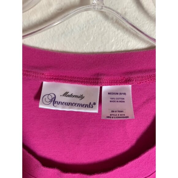 Maternity Announcements Basic Long Sleeve Cotton TShirt Pink Size Medium (8/10) - Picture 3 of 3